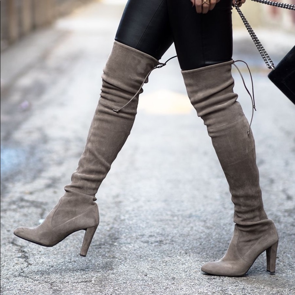 Like New Stuart Weitzman Grey Highland OTK Boots 37.5